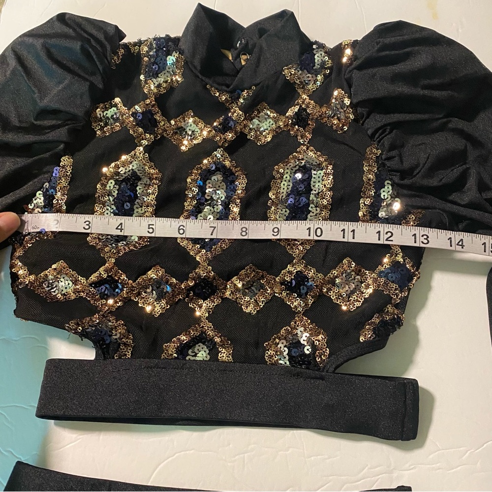 Revolution Black Sequin and Fringe Kids Dance Costume - Picture 2 of 7